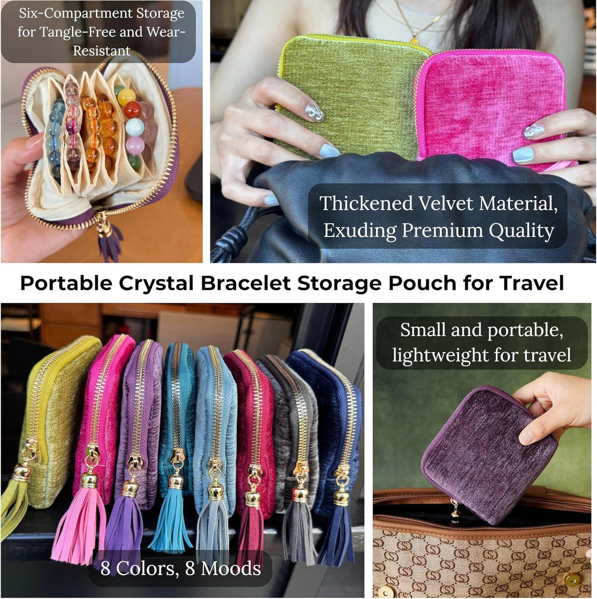 2026 New Travel Jewelry Case Organizer, Portable Travel Jewelry Organizer, Jewelry Pouch for Journey Rings Crystal Bracelet Organizer with Tassel Zipper, Mothers Day Gifts for Women, Peacock Blue