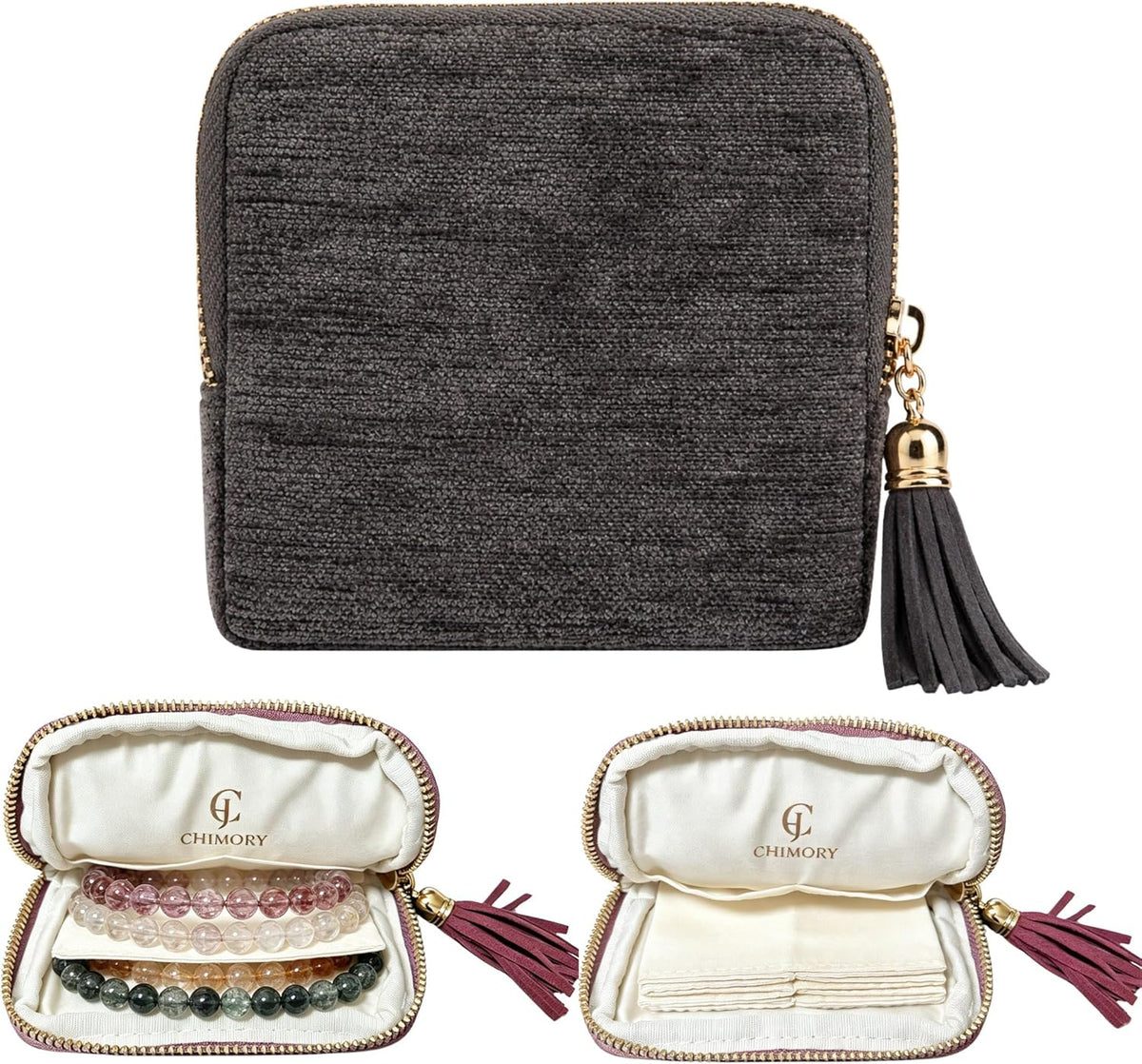 2026 New Travel Jewelry Case Organizer, Portable Travel Jewelry Organizer, Jewelry Pouch for Journey Rings Crystal Bracelet Organizer with Tassel Zipper, Mothers Day Gifts for Women, Peacock Blue
