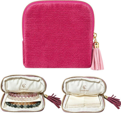 2026 New Travel Jewelry Case Organizer, Portable Travel Jewelry Organizer, Jewelry Pouch for Journey Rings Crystal Bracelet Organizer with Tassel Zipper, Mothers Day Gifts for Women, Peacock Blue