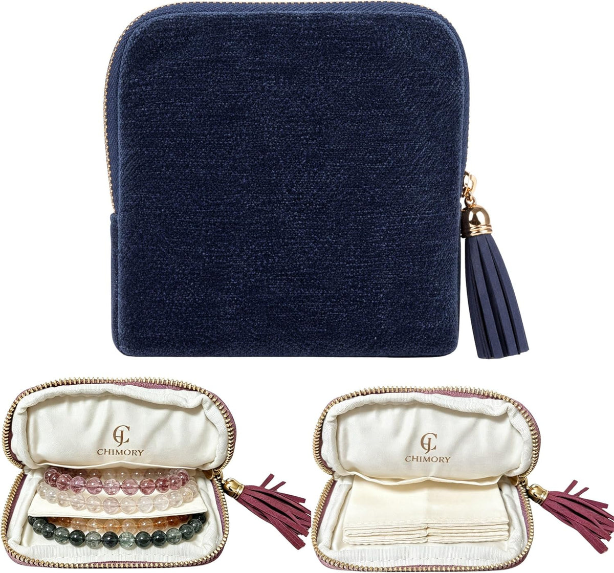 2026 New Travel Jewelry Case Organizer, Portable Travel Jewelry Organizer, Jewelry Pouch for Journey Rings Crystal Bracelet Organizer with Tassel Zipper, Mothers Day Gifts for Women, Peacock Blue