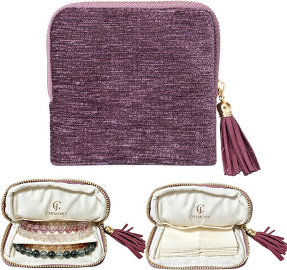 2026 New Travel Jewelry Case Organizer, Portable Travel Jewelry Organizer, Jewelry Pouch for Journey Rings Crystal Bracelet Organizer with Tassel Zipper, Mothers Day Gifts for Women, Peacock Blue