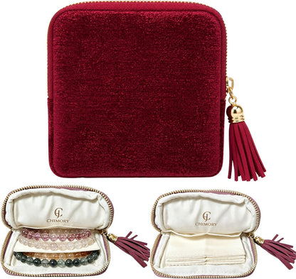2026 New Travel Jewelry Case Organizer, Portable Travel Jewelry Organizer, Jewelry Pouch for Journey Rings Crystal Bracelet Organizer with Tassel Zipper, Mothers Day Gifts for Women, Peacock Blue