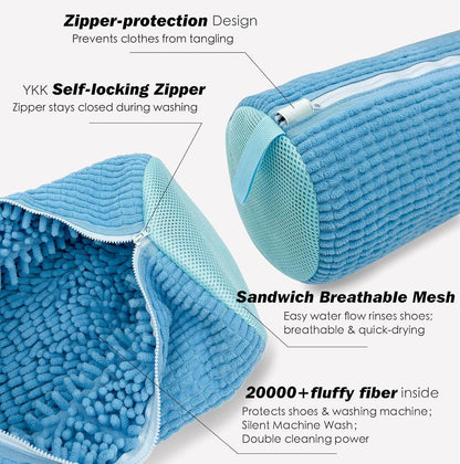 Shoe Washing Machine Bag,Laundry Shoe Bag for Washer and Dryer,Reusable Shoe Cleaning Bag for Sneakers,Tennis Shoes,With Self-locking Zipper, Microfiber Inside,Include Shoe Bag (Pro Yellow)