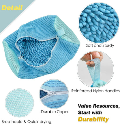 Shoe Washing Machine Bag,Laundry Shoe Bag for Washer and Dryer,Reusable Shoe Cleaning Bag for Sneakers,Tennis Shoes,With Self-locking Zipper, Microfiber Inside,Include Shoe Bag (Pro Yellow)