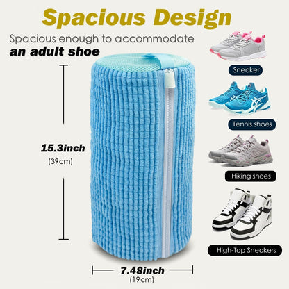 Shoe Washing Machine Bag,Laundry Shoe Bag for Washer and Dryer,Reusable Shoe Cleaning Bag for Sneakers,Tennis Shoes,With Self-locking Zipper, Microfiber Inside,Include Shoe Bag (Pro Yellow)