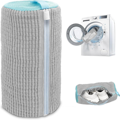 Shoe Washing Machine Bag,Laundry Shoe Bag for Washer and Dryer,Reusable Shoe Cleaning Bag for Sneakers,Tennis Shoes,With Self-locking Zipper, Microfiber Inside,Include Shoe Bag (Pro Yellow)
