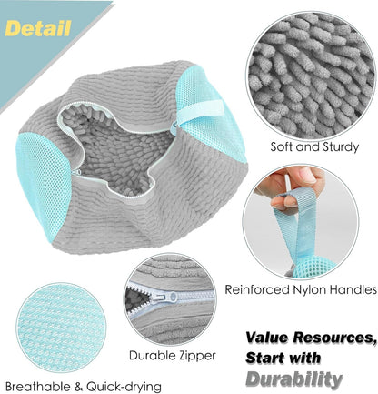 Shoe Washing Machine Bag,Laundry Shoe Bag for Washer and Dryer,Reusable Shoe Cleaning Bag for Sneakers,Tennis Shoes,With Self-locking Zipper, Microfiber Inside,Include Shoe Bag (Pro Yellow)