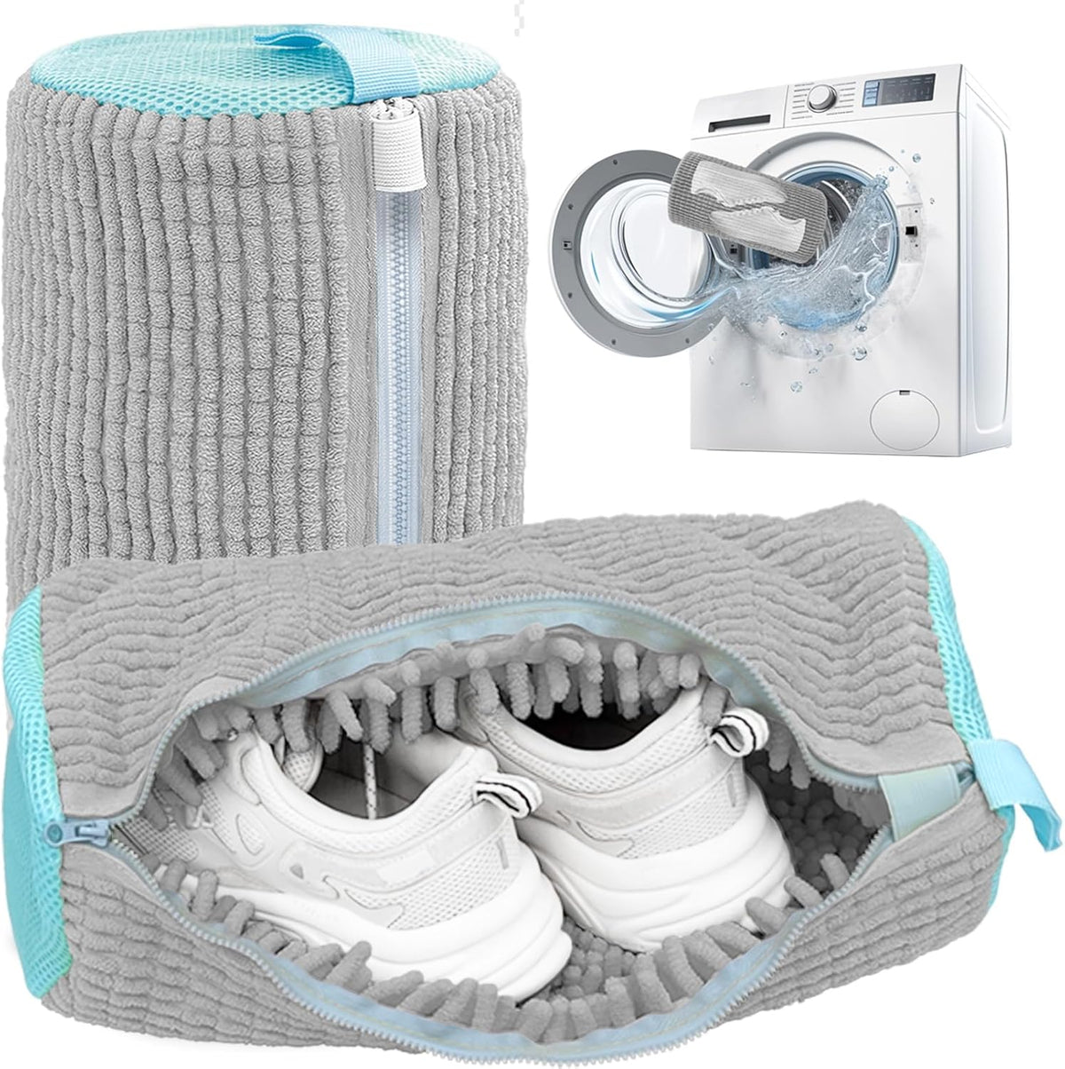 Shoe Washing Machine Bag,Laundry Shoe Bag for Washer and Dryer,Reusable Shoe Cleaning Bag for Sneakers,Tennis Shoes,With Self-locking Zipper, Microfiber Inside,Include Shoe Bag (Pro Yellow)