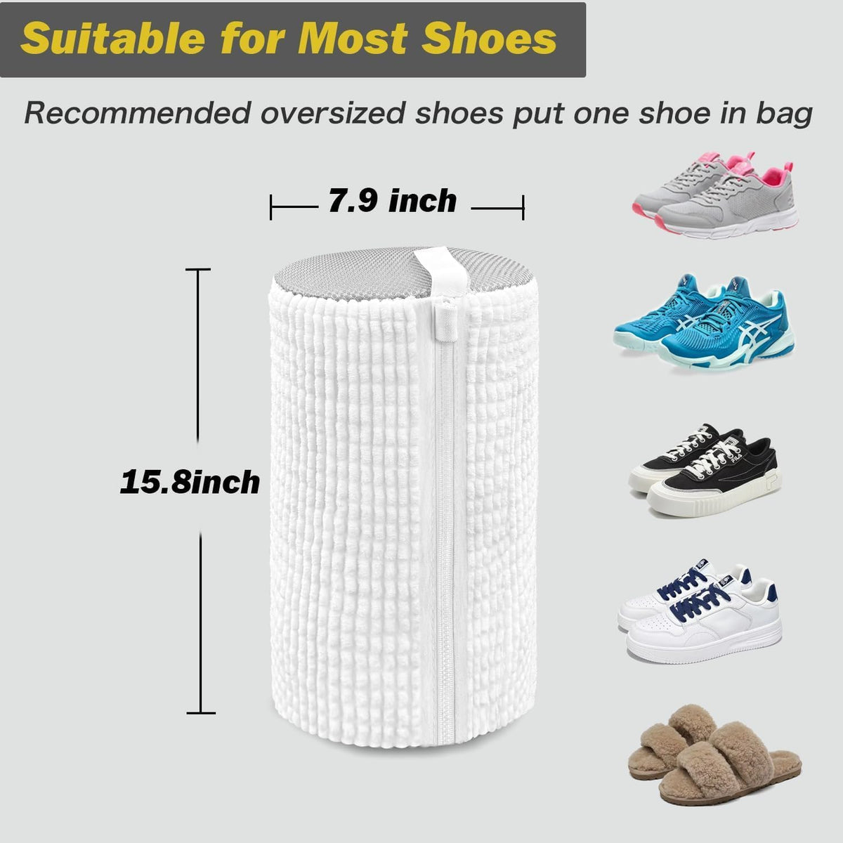 Shoe Washing Machine Bag,Laundry Shoe Bag for Washer and Dryer,Reusable Shoe Cleaning Bag for Sneakers,Tennis Shoes,With Self-locking Zipper, Microfiber Inside,Include Shoe Bag (Pro Yellow)