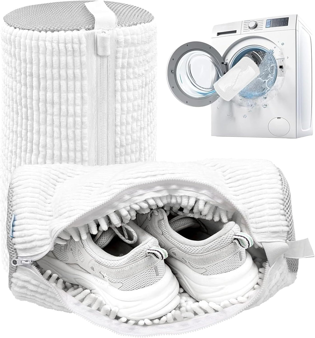 Shoe Washing Machine Bag,Laundry Shoe Bag for Washer and Dryer,Reusable Shoe Cleaning Bag for Sneakers,Tennis Shoes,With Self-locking Zipper, Microfiber Inside,Include Shoe Bag (Pro Yellow)
