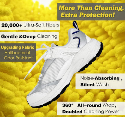 Shoe Washing Machine Bag,Laundry Shoe Bag for Washer and Dryer,Reusable Shoe Cleaning Bag for Sneakers,Tennis Shoes,With Self-locking Zipper, Microfiber Inside,Include Shoe Bag (Pro Yellow)
