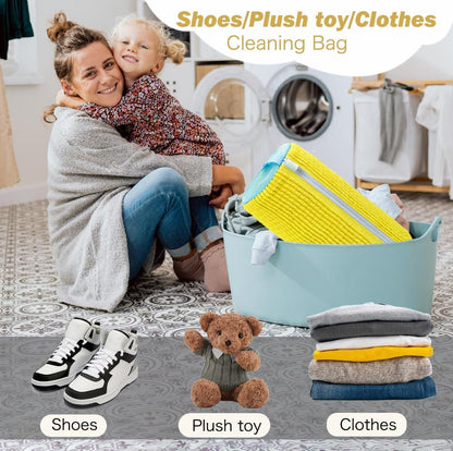 Shoe Washing Machine Bag,Laundry Shoe Bag for Washer and Dryer,Reusable Shoe Cleaning Bag for Sneakers,Tennis Shoes,With Self-locking Zipper, Microfiber Inside,Include Shoe Bag (Pro Yellow)