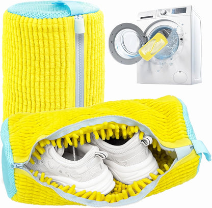 Shoe Washing Machine Bag,Laundry Shoe Bag for Washer and Dryer,Reusable Shoe Cleaning Bag for Sneakers,Tennis Shoes,With Self-locking Zipper, Microfiber Inside,Include Shoe Bag (Pro Yellow)