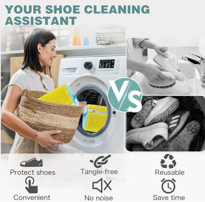 Shoe Washing Machine Bag,Laundry Shoe Bag for Washer and Dryer,Reusable Shoe Cleaning Bag for Sneakers,Tennis Shoes,With Self-locking Zipper, Microfiber Inside,Include Shoe Bag (Pro Yellow)