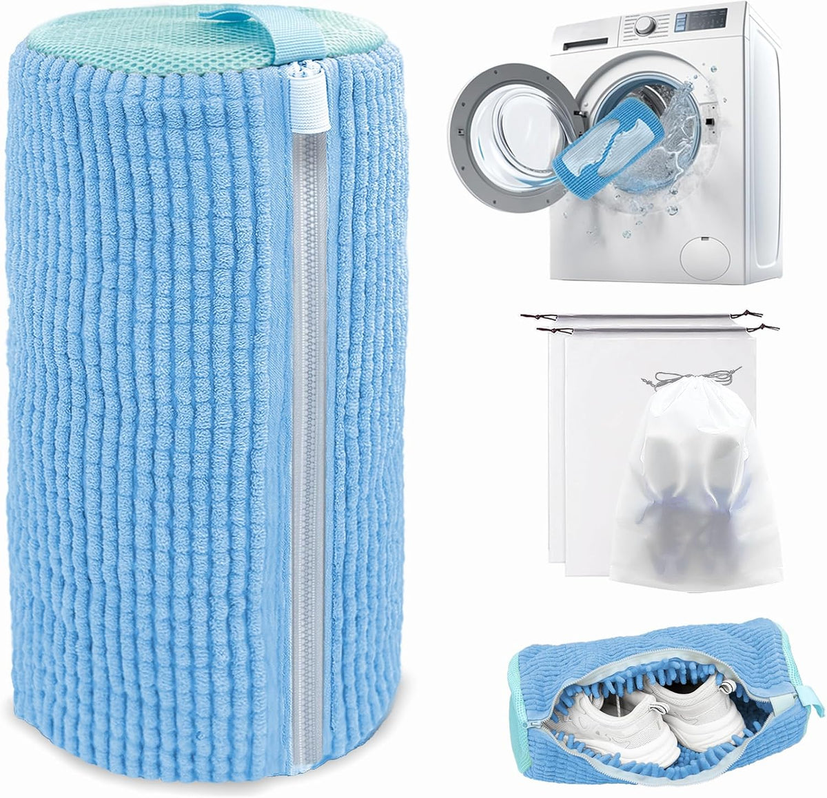 Shoe Washing Machine Bag,Laundry Shoe Bag for Washer and Dryer,Reusable Shoe Cleaning Bag for Sneakers,Tennis Shoes,With Self-locking Zipper, Microfiber Inside,Include Shoe Bag (Pro Yellow)