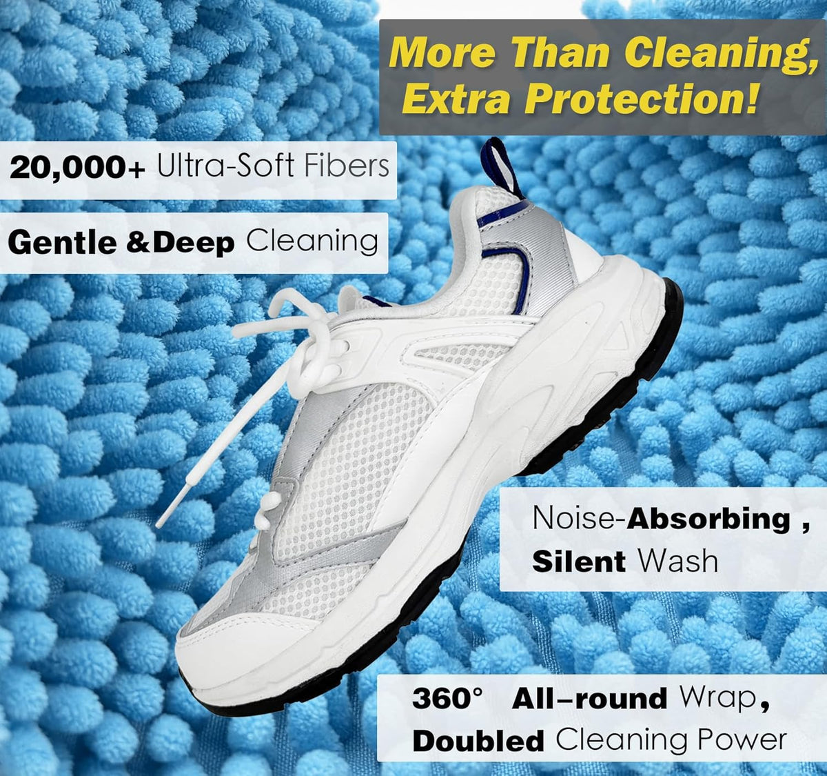 Shoe Washing Machine Bag,Laundry Shoe Bag for Washer and Dryer,Reusable Shoe Cleaning Bag for Sneakers,Tennis Shoes,With Self-locking Zipper, Microfiber Inside,Include Shoe Bag (Pro Yellow)