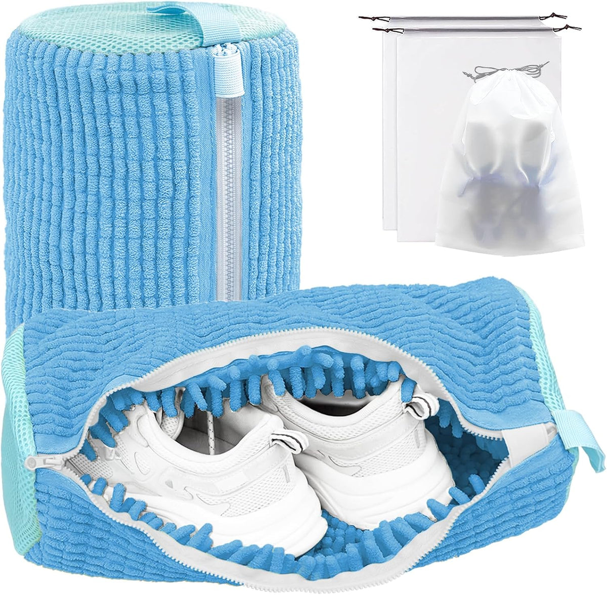 Shoe Washing Machine Bag,Laundry Shoe Bag for Washer and Dryer,Reusable Shoe Cleaning Bag for Sneakers,Tennis Shoes,With Self-locking Zipper, Microfiber Inside,Include Shoe Bag (Pro Yellow)