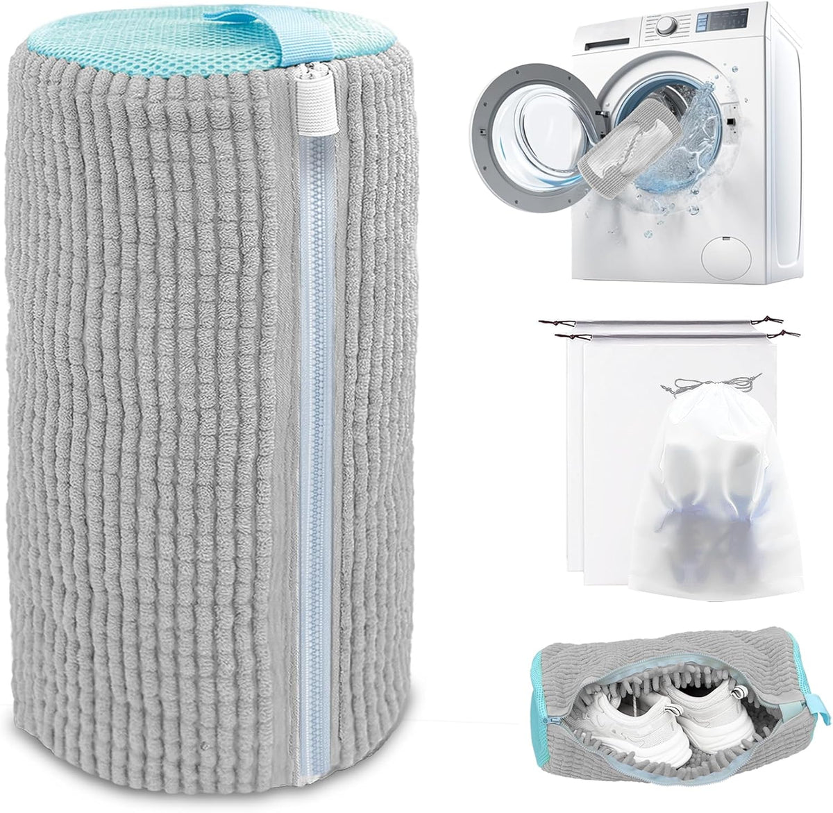 Shoe Washing Machine Bag,Laundry Shoe Bag for Washer and Dryer,Reusable Shoe Cleaning Bag for Sneakers,Tennis Shoes,With Self-locking Zipper, Microfiber Inside,Include Shoe Bag (Pro Yellow)