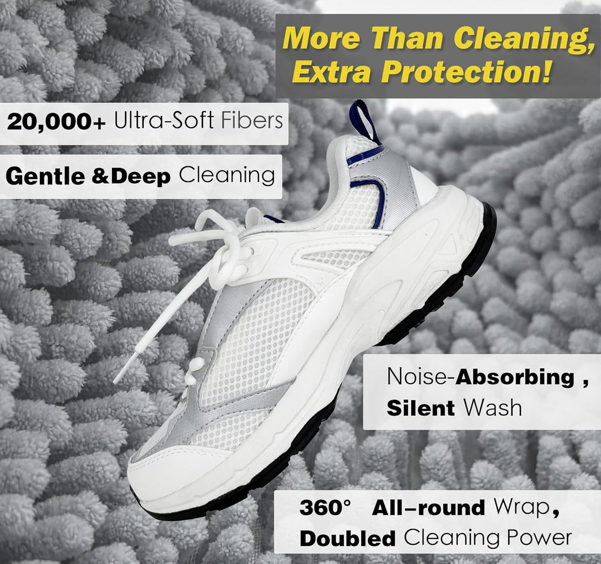 Shoe Washing Machine Bag,Laundry Shoe Bag for Washer and Dryer,Reusable Shoe Cleaning Bag for Sneakers,Tennis Shoes,With Self-locking Zipper, Microfiber Inside,Include Shoe Bag (Pro Yellow)