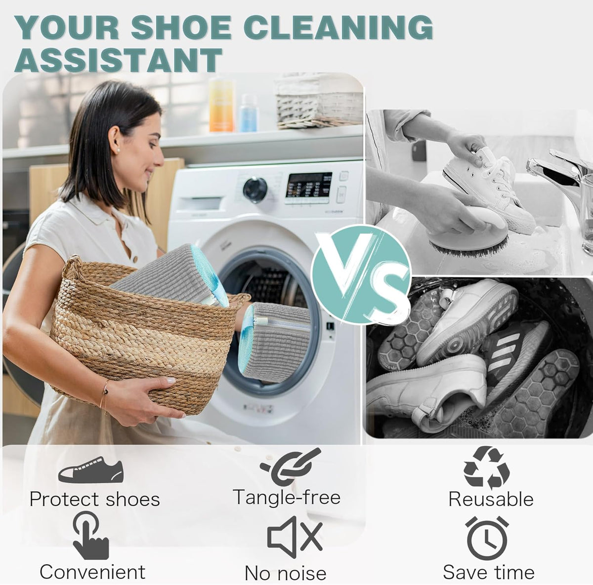 Shoe Washing Machine Bag,Laundry Shoe Bag for Washer and Dryer,Reusable Shoe Cleaning Bag for Sneakers,Tennis Shoes,With Self-locking Zipper, Microfiber Inside,Include Shoe Bag (Pro Yellow)