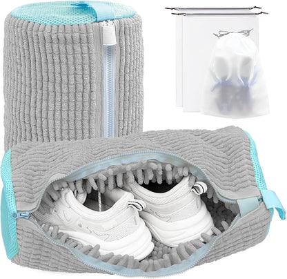 Shoe Washing Machine Bag,Laundry Shoe Bag for Washer and Dryer,Reusable Shoe Cleaning Bag for Sneakers,Tennis Shoes,With Self-locking Zipper, Microfiber Inside,Include Shoe Bag (Pro Yellow)