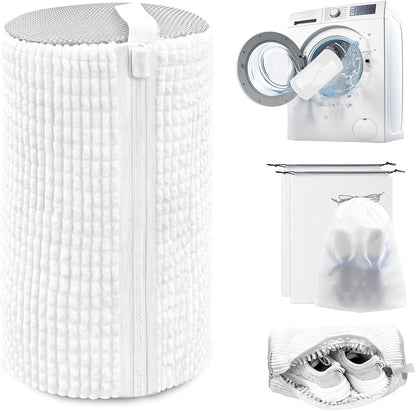 Shoe Washing Machine Bag,Laundry Shoe Bag for Washer and Dryer,Reusable Shoe Cleaning Bag for Sneakers,Tennis Shoes,With Self-locking Zipper, Microfiber Inside,Include Shoe Bag (Pro Yellow)
