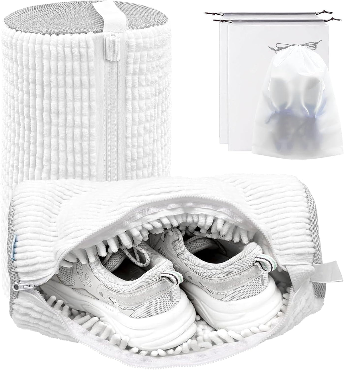 Shoe Washing Machine Bag,Laundry Shoe Bag for Washer and Dryer,Reusable Shoe Cleaning Bag for Sneakers,Tennis Shoes,With Self-locking Zipper, Microfiber Inside,Include Shoe Bag (Pro Yellow)