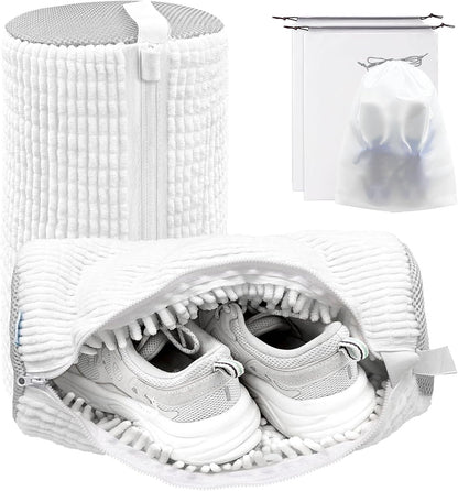 Shoe Washing Machine Bag,Laundry Shoe Bag for Washer and Dryer,Reusable Shoe Cleaning Bag for Sneakers,Tennis Shoes,With Self-locking Zipper, Microfiber Inside,Include Shoe Bag (Pro Yellow)
