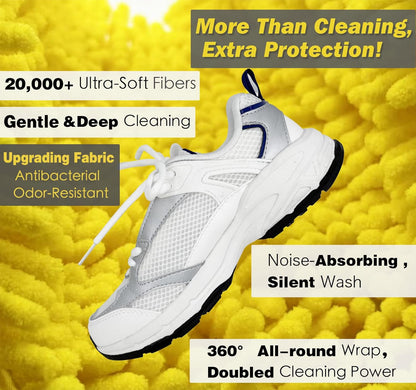 Shoe Washing Machine Bag,Laundry Shoe Bag for Washer and Dryer,Reusable Shoe Cleaning Bag for Sneakers,Tennis Shoes,With Self-locking Zipper, Microfiber Inside,Include Shoe Bag (Pro Yellow)