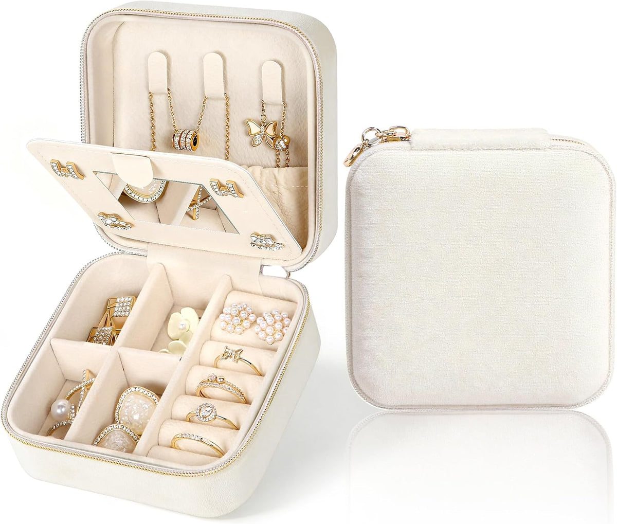 Travel Jewelry Case Small Jewelry Box Jewelry Organizer Storage Case Portable PU Leather Mini Jewelry Travel Case for Girls Womens Earring, Necklace, Rings,Bracelets