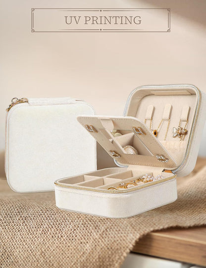 Travel Jewelry Case Small Jewelry Box Jewelry Organizer Storage Case Portable PU Leather Mini Jewelry Travel Case for Girls Womens Earring, Necklace, Rings,Bracelets