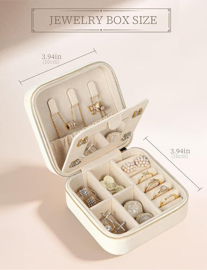 Travel Jewelry Case Small Jewelry Box Jewelry Organizer Storage Case Portable PU Leather Mini Jewelry Travel Case for Girls Womens Earring, Necklace, Rings,Bracelets