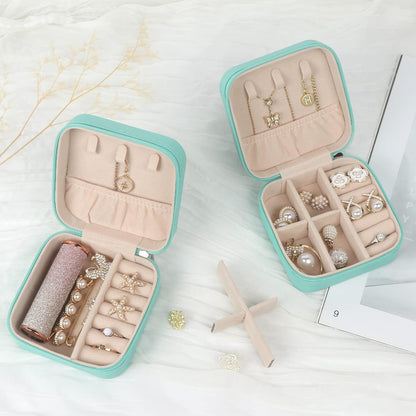 Travel Jewelry Case Small Jewelry Box Jewelry Organizer Storage Case Portable PU Leather Mini Jewelry Travel Case for Girls Womens Earring, Necklace, Rings,Bracelets