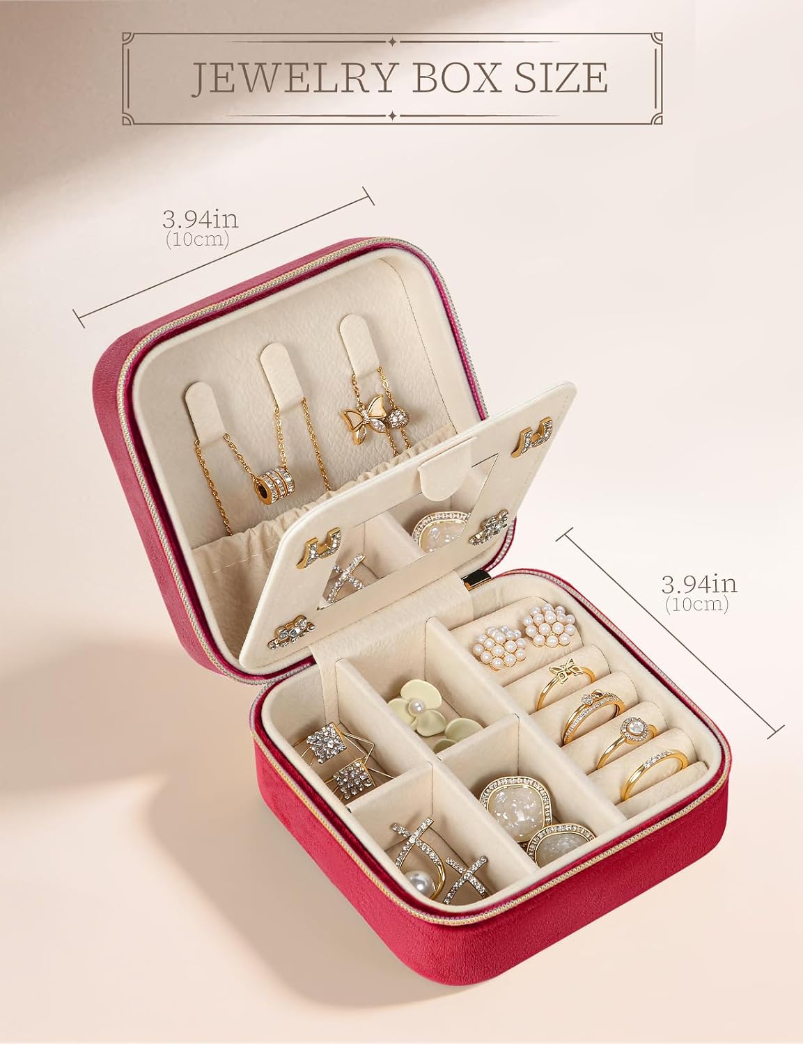 Travel Jewelry Case Small Jewelry Box Jewelry Organizer Storage Case Portable PU Leather Mini Jewelry Travel Case for Girls Womens Earring, Necklace, Rings,Bracelets
