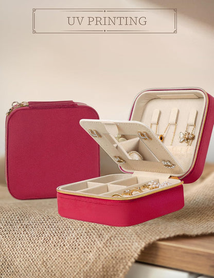 Travel Jewelry Case Small Jewelry Box Jewelry Organizer Storage Case Portable PU Leather Mini Jewelry Travel Case for Girls Womens Earring, Necklace, Rings,Bracelets