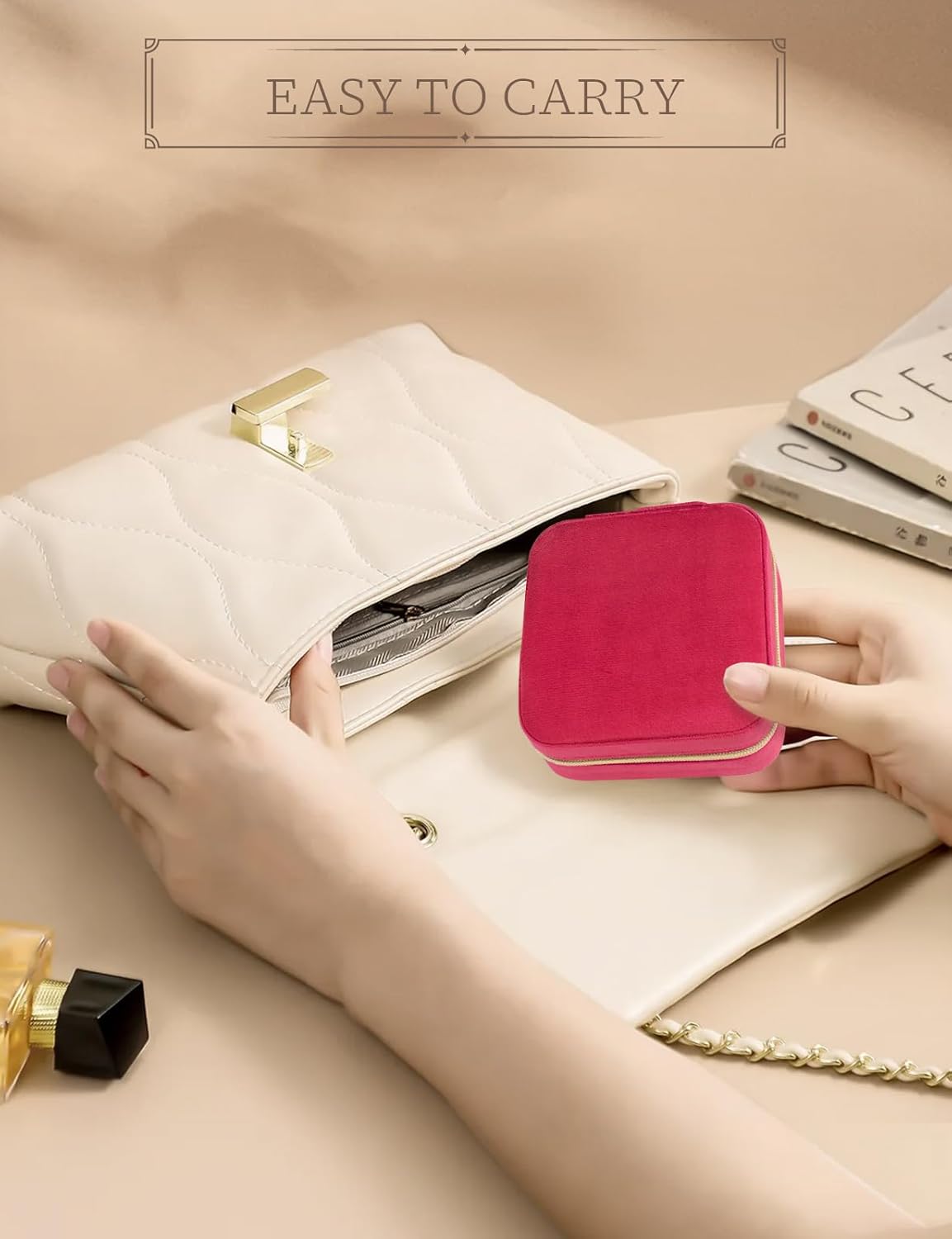 Travel Jewelry Case Small Jewelry Box Jewelry Organizer Storage Case Portable PU Leather Mini Jewelry Travel Case for Girls Womens Earring, Necklace, Rings,Bracelets