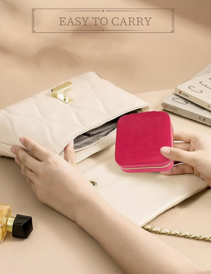 Travel Jewelry Case Small Jewelry Box Jewelry Organizer Storage Case Portable PU Leather Mini Jewelry Travel Case for Girls Womens Earring, Necklace, Rings,Bracelets