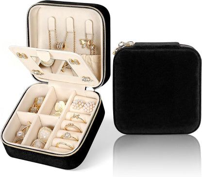 Travel Jewelry Case Small Jewelry Box Jewelry Organizer Storage Case Portable PU Leather Mini Jewelry Travel Case for Girls Womens Earring, Necklace, Rings,Bracelets