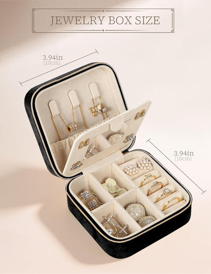 Travel Jewelry Case Small Jewelry Box Jewelry Organizer Storage Case Portable PU Leather Mini Jewelry Travel Case for Girls Womens Earring, Necklace, Rings,Bracelets