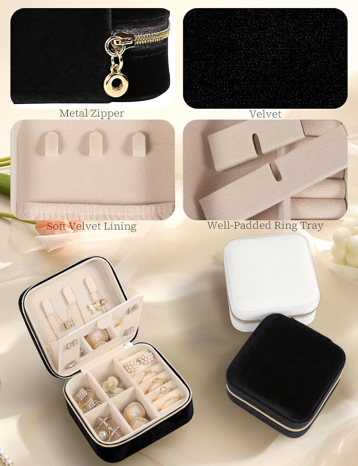 Travel Jewelry Case Small Jewelry Box Jewelry Organizer Storage Case Portable PU Leather Mini Jewelry Travel Case for Girls Womens Earring, Necklace, Rings,Bracelets