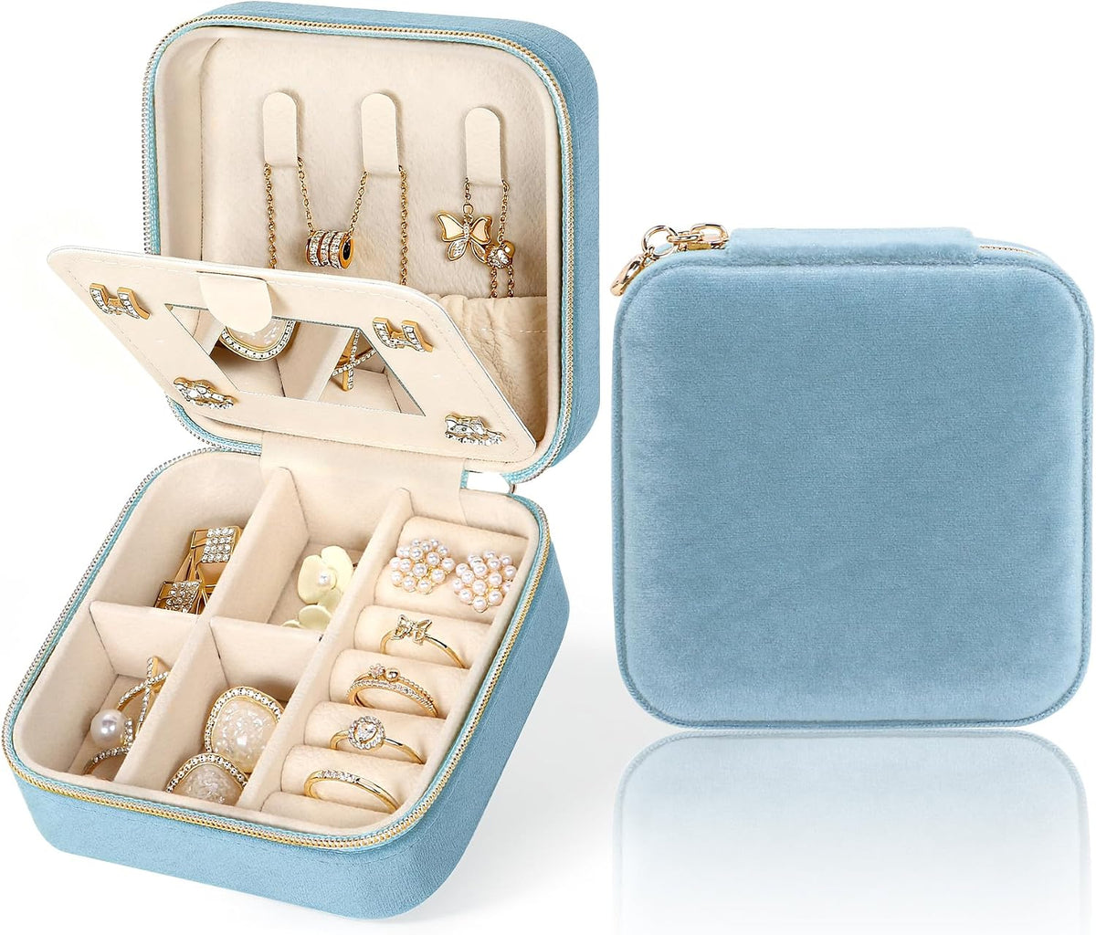 Travel Jewelry Case Small Jewelry Box Jewelry Organizer Storage Case Portable PU Leather Mini Jewelry Travel Case for Girls Womens Earring, Necklace, Rings,Bracelets