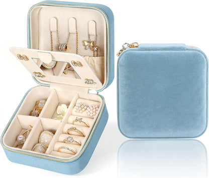 Travel Jewelry Case Small Jewelry Box Jewelry Organizer Storage Case Portable PU Leather Mini Jewelry Travel Case for Girls Womens Earring, Necklace, Rings,Bracelets