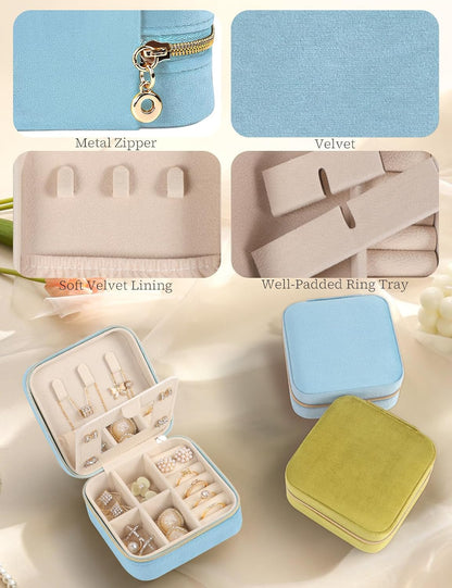 Travel Jewelry Case Small Jewelry Box Jewelry Organizer Storage Case Portable PU Leather Mini Jewelry Travel Case for Girls Womens Earring, Necklace, Rings,Bracelets