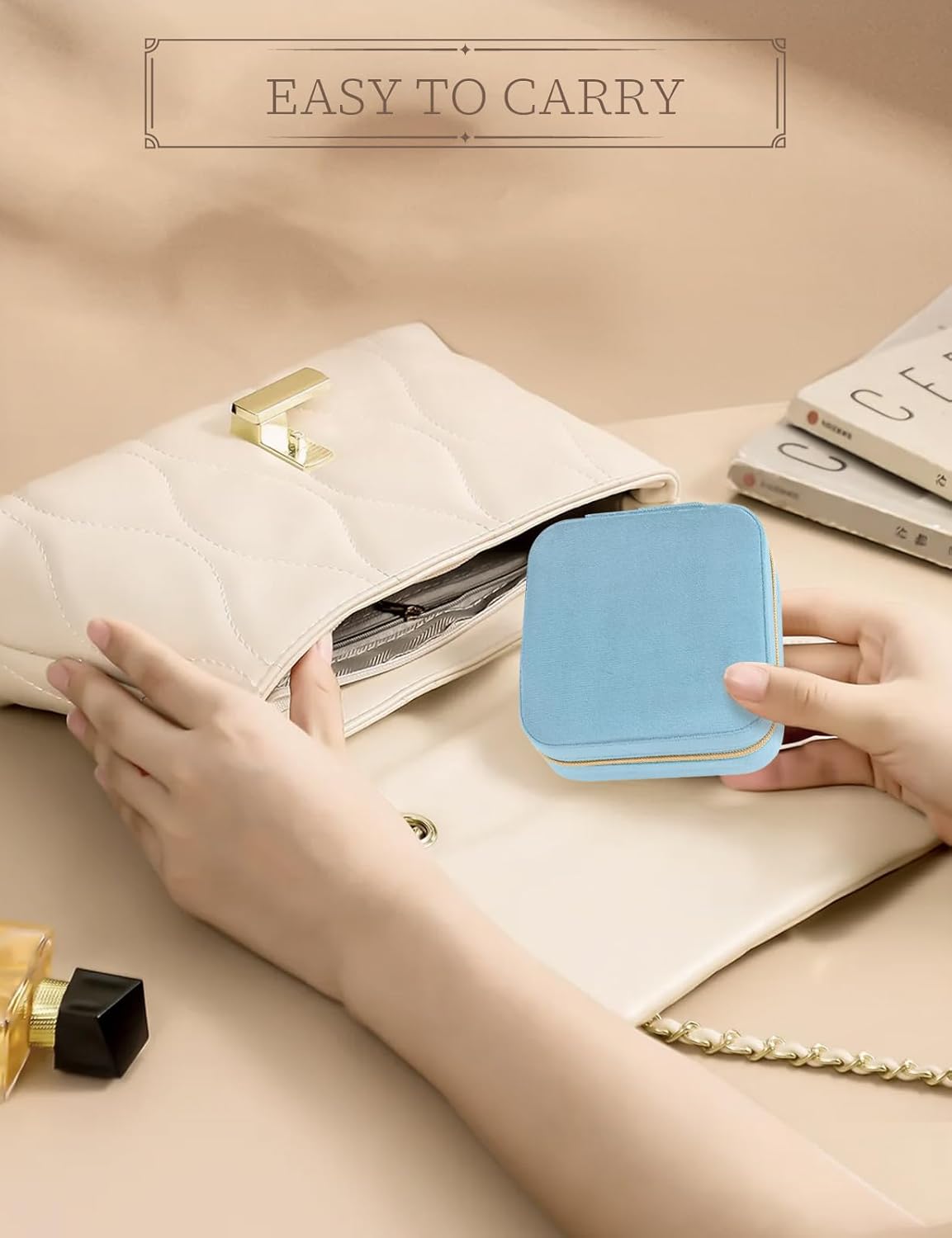 Travel Jewelry Case Small Jewelry Box Jewelry Organizer Storage Case Portable PU Leather Mini Jewelry Travel Case for Girls Womens Earring, Necklace, Rings,Bracelets