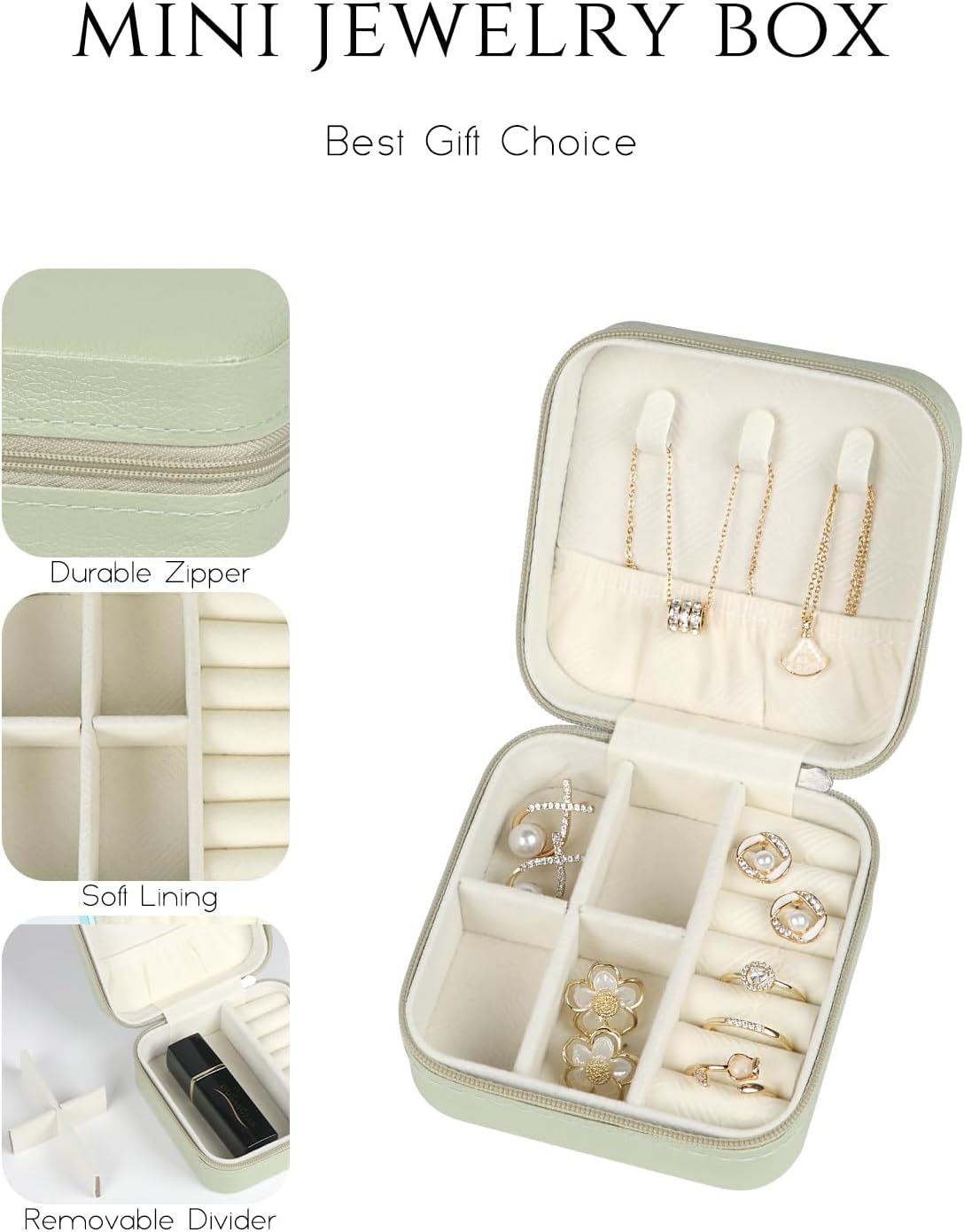 Travel Jewelry Case Small Jewelry Box Jewelry Organizer Storage Case Portable PU Leather Mini Jewelry Travel Case for Girls Womens Earring, Necklace, Rings,Bracelets