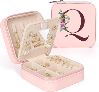 Travel Jewelry Case Small Jewelry Box Jewelry Organizer Storage Case Portable PU Leather Mini Jewelry Travel Case for Girls Womens Earring, Necklace, Rings,Bracelets