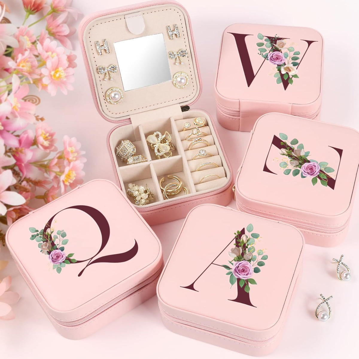 Travel Jewelry Case Small Jewelry Box Jewelry Organizer Storage Case Portable PU Leather Mini Jewelry Travel Case for Girls Womens Earring, Necklace, Rings,Bracelets