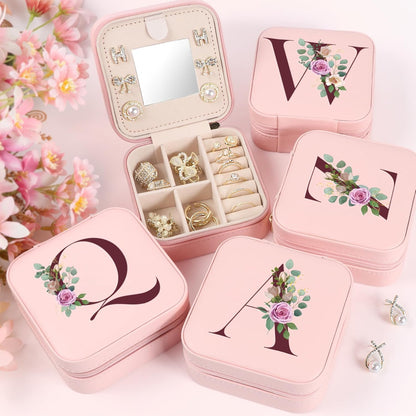 Travel Jewelry Case Small Jewelry Box Jewelry Organizer Storage Case Portable PU Leather Mini Jewelry Travel Case for Girls Womens Earring, Necklace, Rings,Bracelets