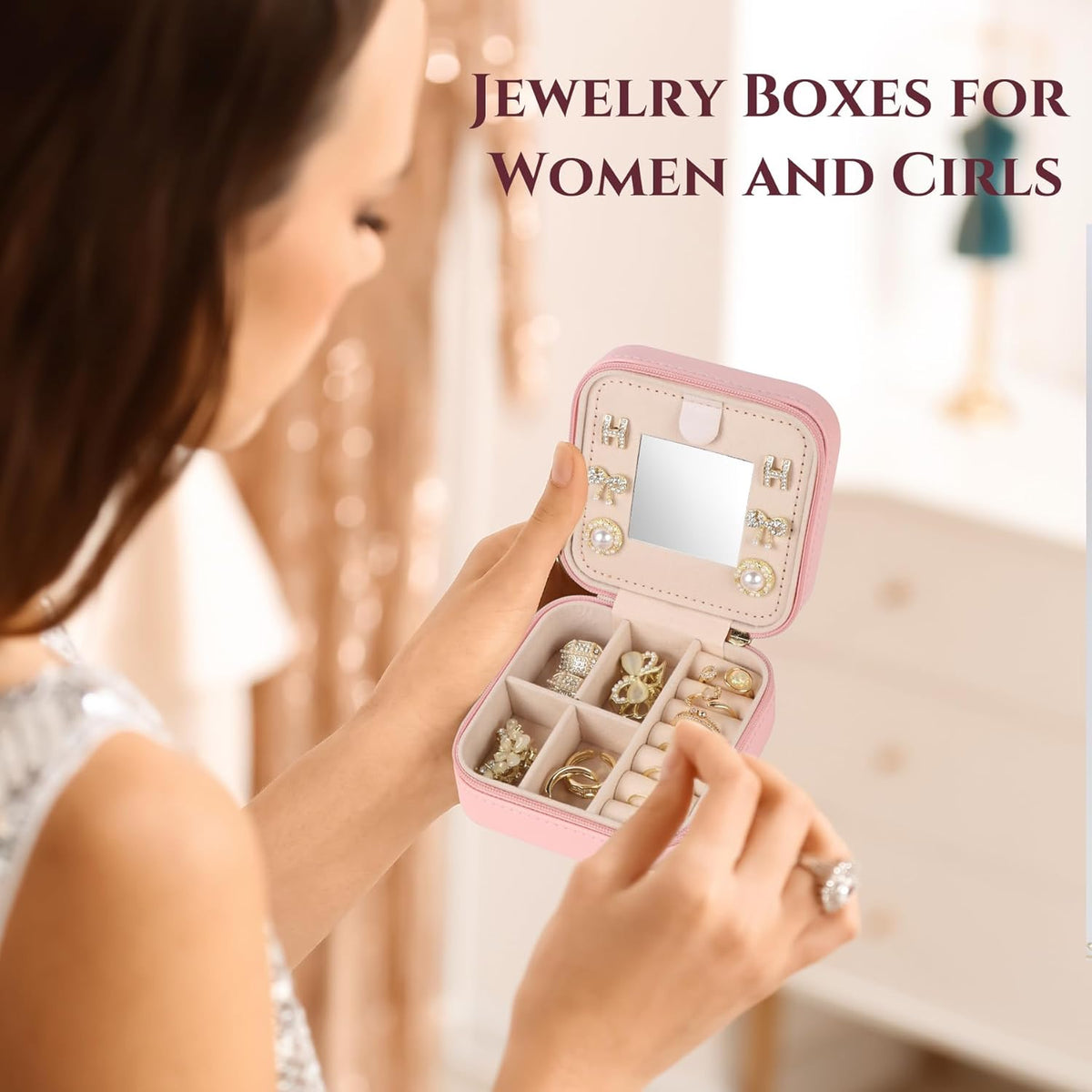 Travel Jewelry Case Small Jewelry Box Jewelry Organizer Storage Case Portable PU Leather Mini Jewelry Travel Case for Girls Womens Earring, Necklace, Rings,Bracelets