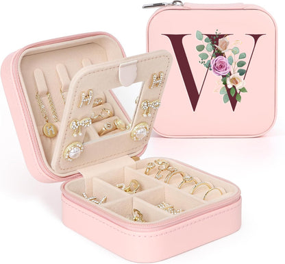 Travel Jewelry Case Small Jewelry Box Jewelry Organizer Storage Case Portable PU Leather Mini Jewelry Travel Case for Girls Womens Earring, Necklace, Rings,Bracelets